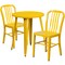 Emma and Oliver Commercial Grade 24" Round Metal Indoor-Outdoor Table Set & 2 Slat Back Chairs